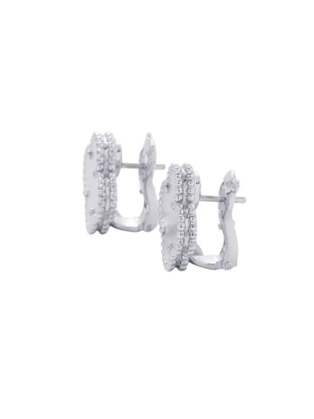 Van Cleef & Arpels Earrings Vintage Alhambra Mother of Pearl 18k White Gold